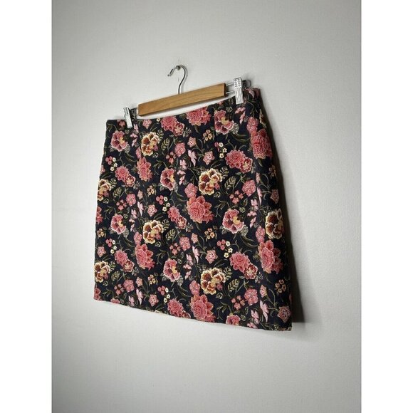 LOFT Floral Blue Pink Tapestry Pencil Spring Skirt Size 8 - Picture 8 of 11